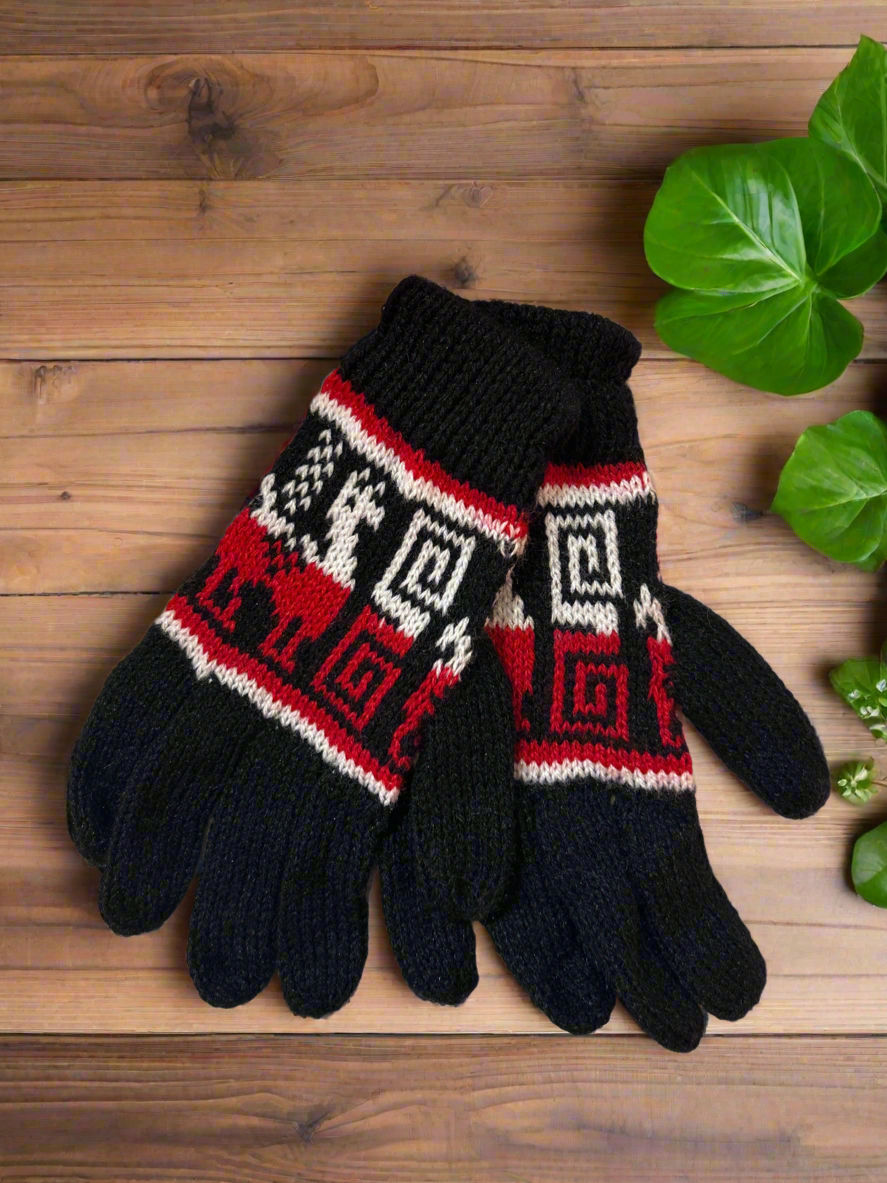 Gloves with Andean Llama Design
