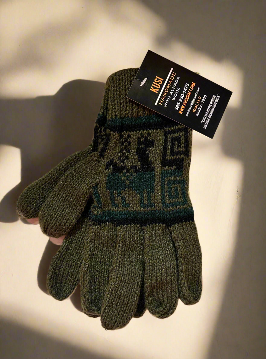 Gloves with Andean Llama Design