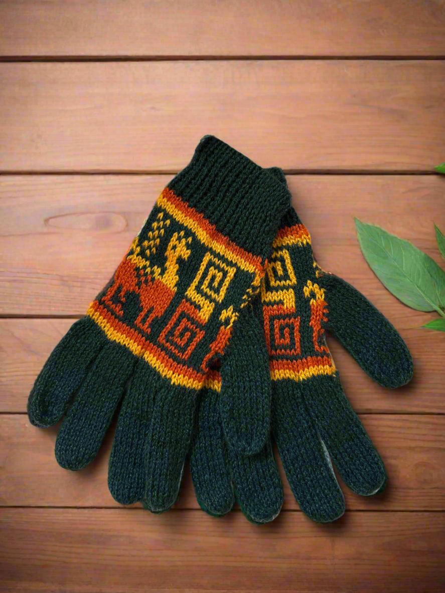 Gloves with Andean Llama Design