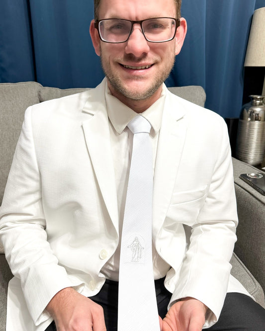 White Christus Temple Tie